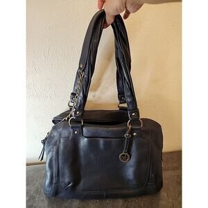 Audrey Brooke Black Leather Satchel/Tote 16" X 12 "‎